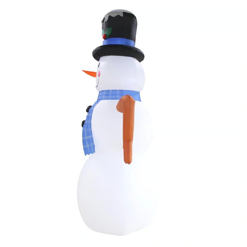 20' Inflatable Giant Christmas Snowman w/ Top Hat Blue Scarf LED Yard Decoration - Picture 3 of 11